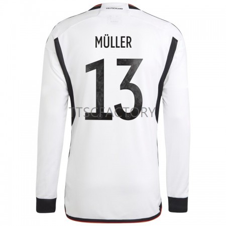 Maillot de Foot Allemagne Thomas Muller 13 Domicile Coupe du monde 2022 Manches Longues Maillot de Foot Allemagne Thomas Muller 13 Domicile Coupe du monde 2022 Manches Longues